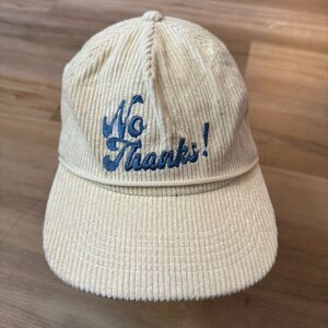 Snag Collective White Corduroy Snapback Hat No Thanks Adjustable Throwback Retro